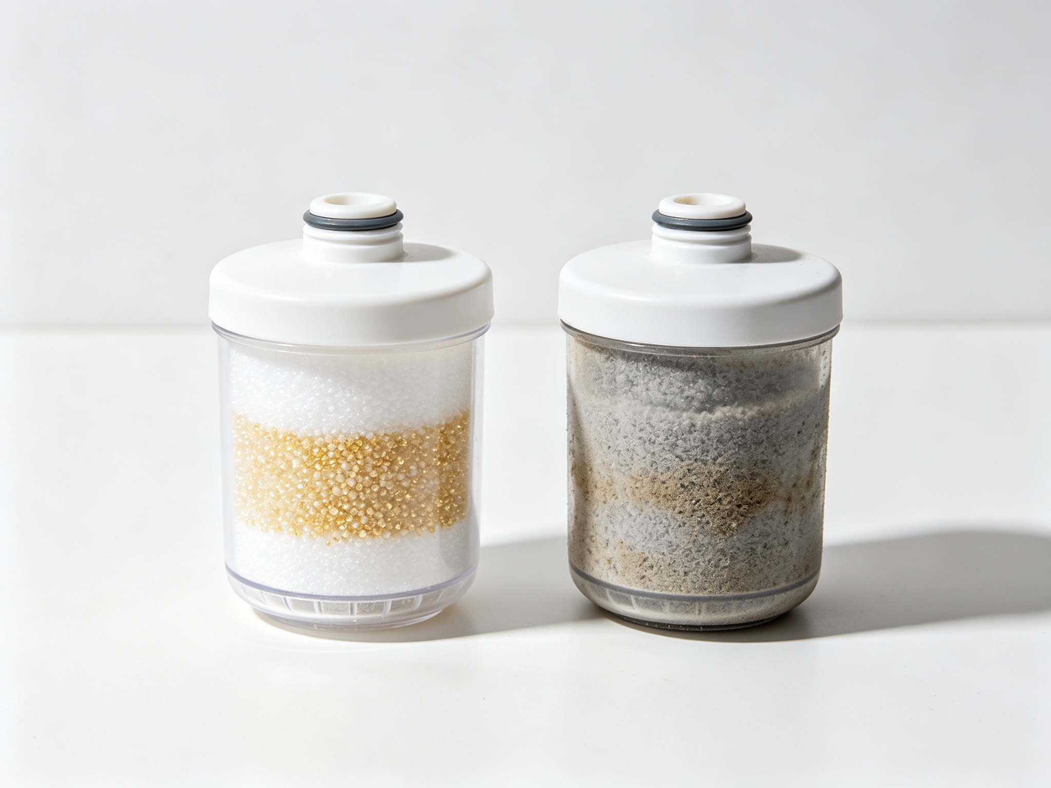 New vs used filtered shower head cartridge — why replacement matters