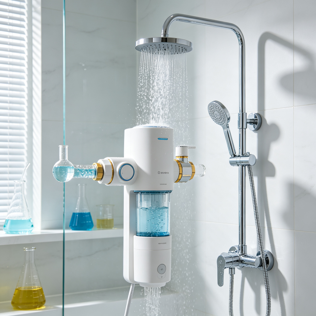 Shower filter for chlorine and chloramine — removes both